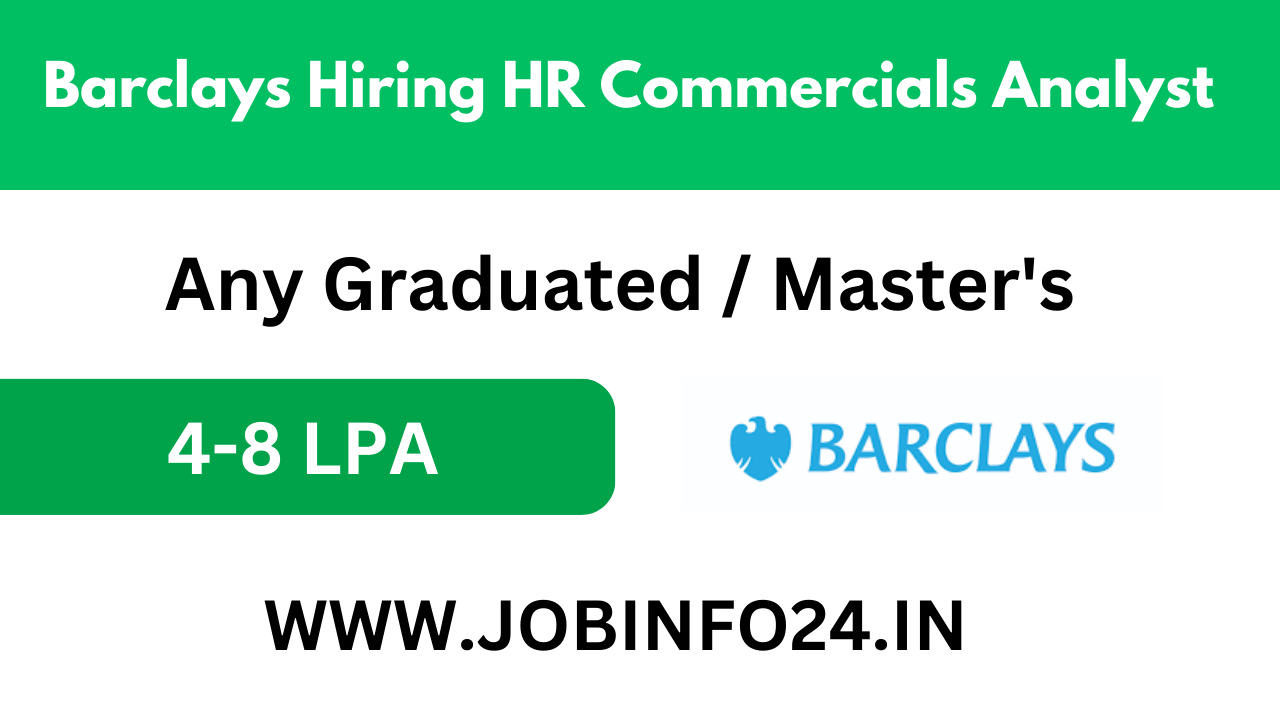Barclays Hiring HR Commercials Analyst